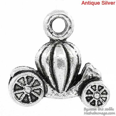 Подвеска металлическая Карета, античное серебро, 1шт. K10054 K10054 фото