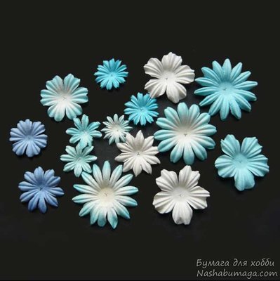 Набор цветов "Бело-голубых", 20шт. MKX-149 фото